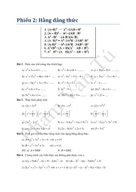 Bài tập Hằng đẳng thức